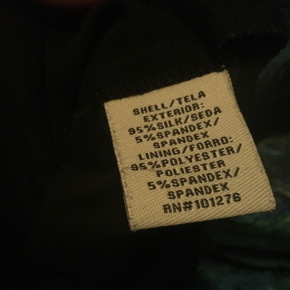 Silk Dress Blue/Green Feather Print Tie-Waist Dress - Picture 8 of 8